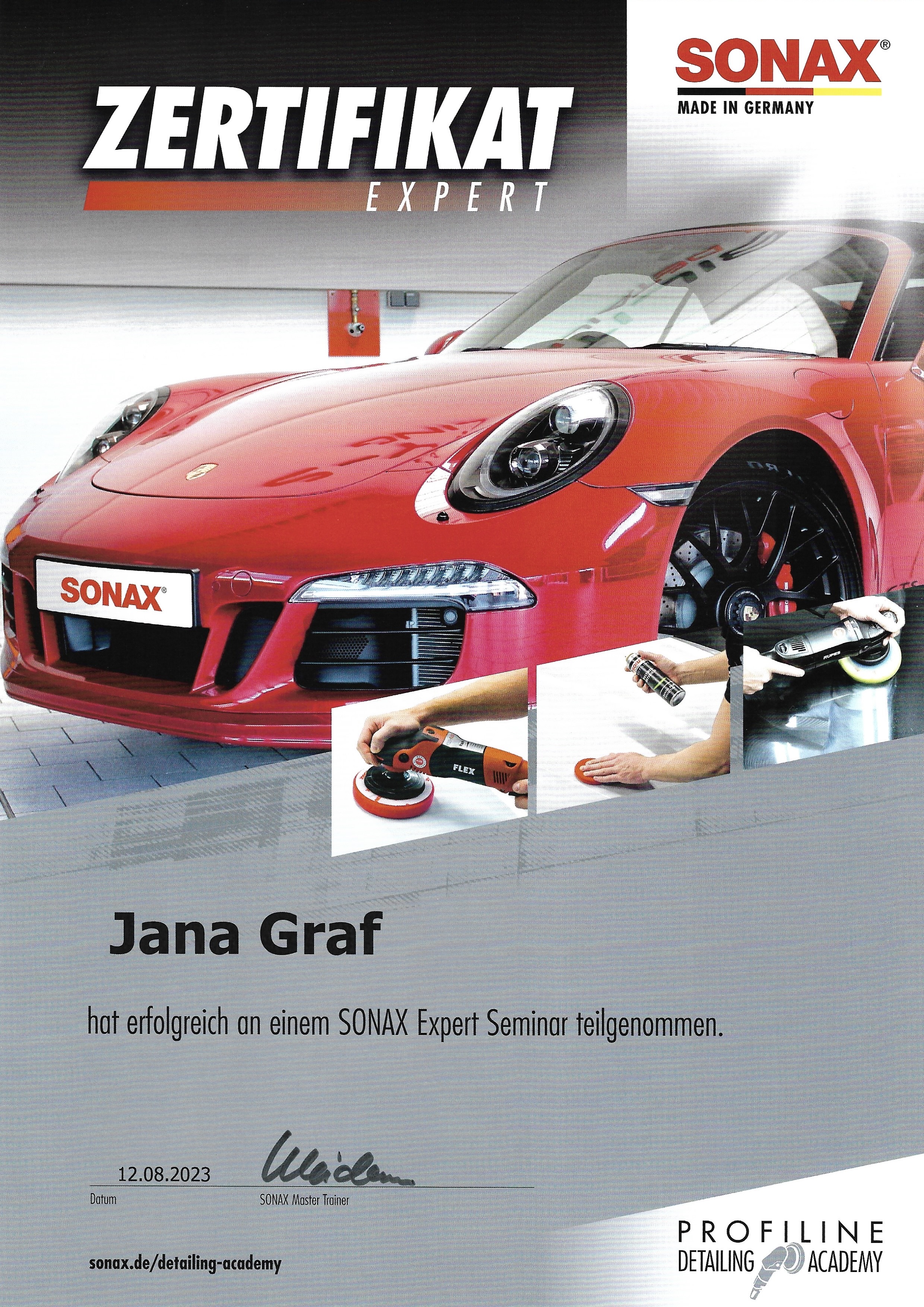 Sonax Certificate