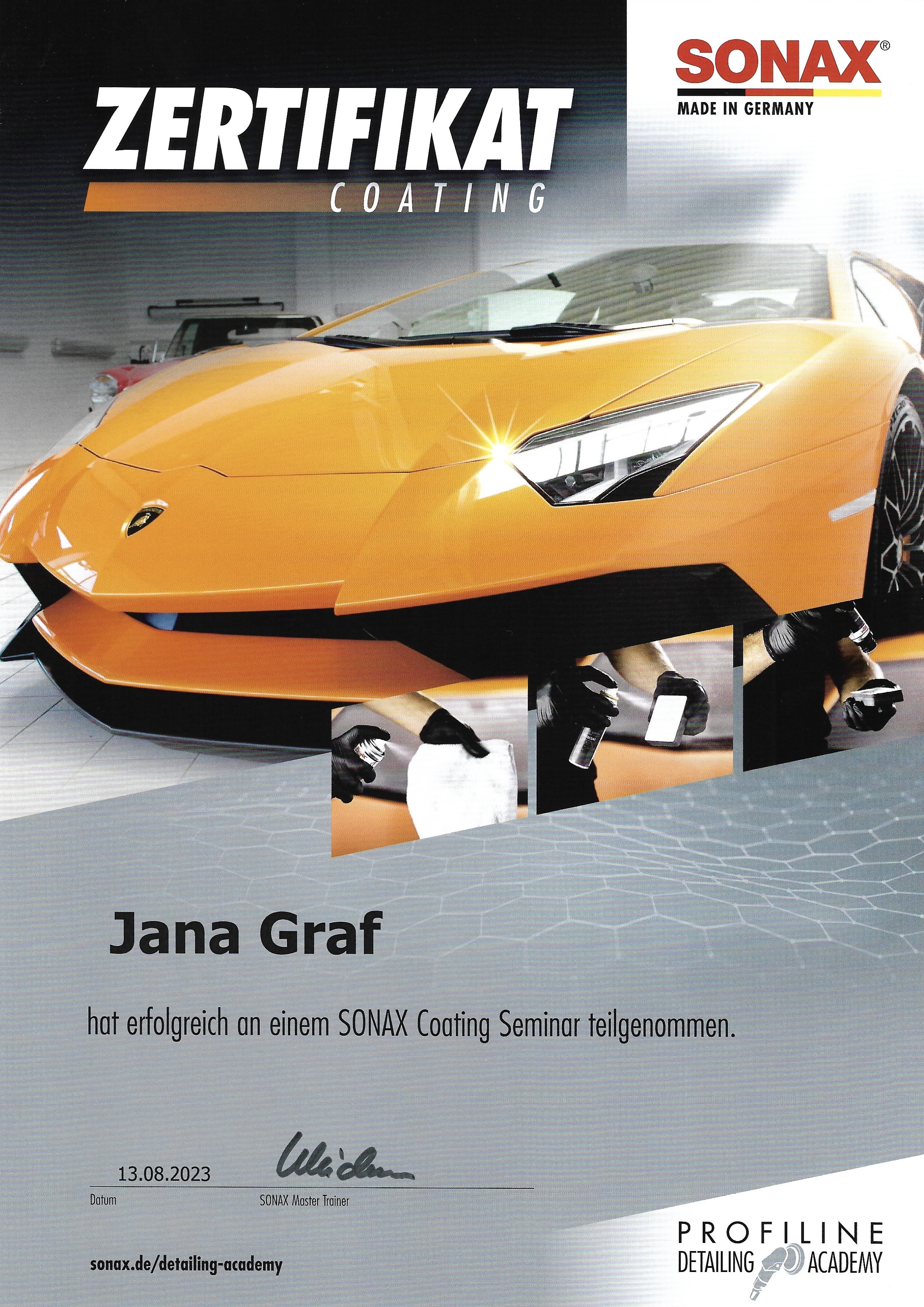 Sonax Certificate